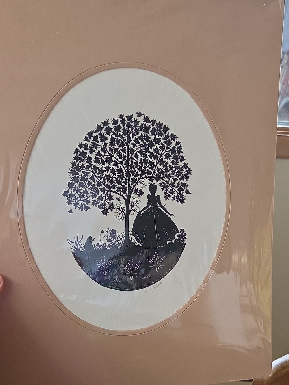 Black Silhouette Woman & Tree Paper Cutting Art